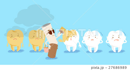 cartoon tooth with smoke problem 27686989