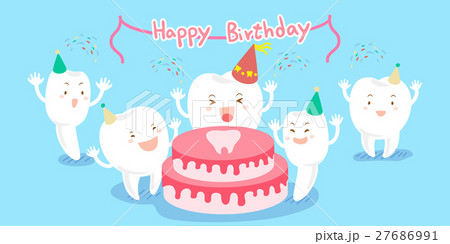 cute cartoon tooth feel happily 27686991