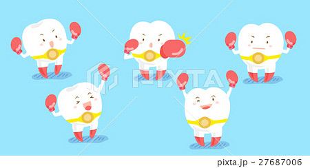 cute cartoon tooth wear boxing 27687006