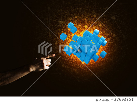 Idea of new technologies and integration presented by cube figure Idea of new technologies and integration presented by cube figure 27693351