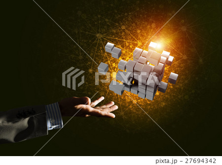 Idea of new technologies and integration presented by cube figure 27694342