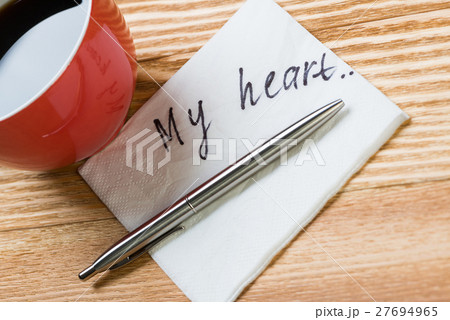 Romantic message written on napkin Romantic message written on napkin 27694965