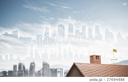 Concept of real estate and construction with drawn silhouette on 27694986