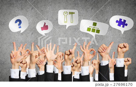 Set of hand gestures and icons Set of hand gestures and icons 27696170