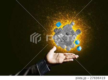 Idea of new technologies and integration presented by cube figure 27696419