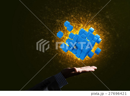 Idea of new technologies and integration presented by cube figure Idea of new technologies and integration presented by cube figure 27696421