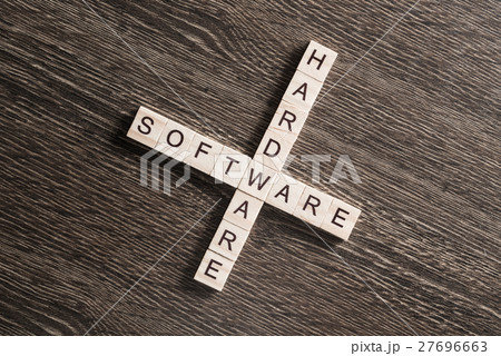 Conceptual media keywords on table with elements of game making crossword Conceptual media keywords on table with elements of game making crossword 27696663