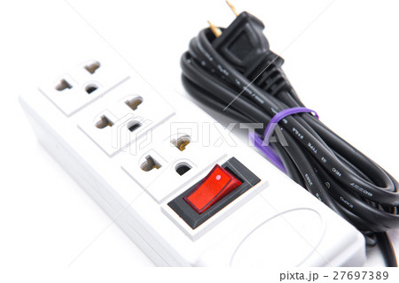 electric extension strip on white background 27697389