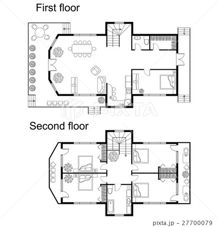 Architectural plan of a double decker house. Architectural plan of a double decker house. 27700079