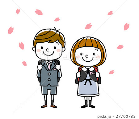 入学式イメージ 男の子と女の子のイラスト素材 27700735 Pixta