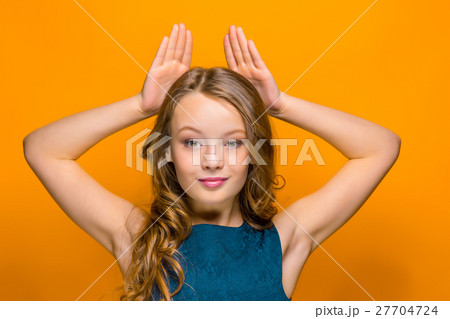 The face of playful happy teen girl The face of playful happy teen girl 27704724