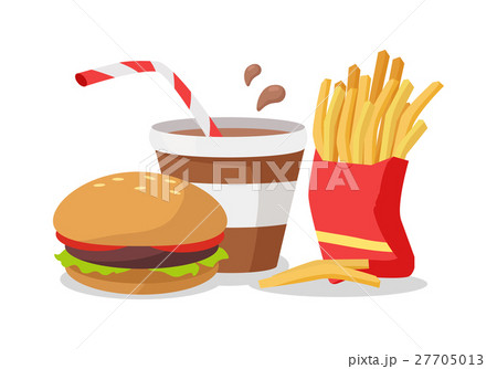 Hamburger, Fries in Red Bag, Soda or Cola 27705013