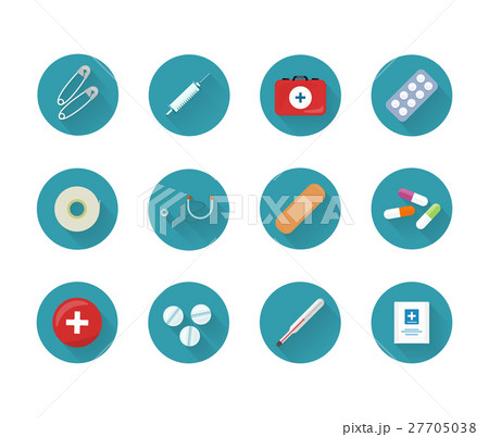 Medicine Icons Set Collection on Web Buttons. 27705038
