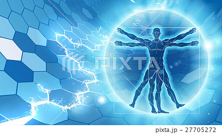 Vitruvian Man Hexagon Background Vitruvian Man Hexagon Background 27705272