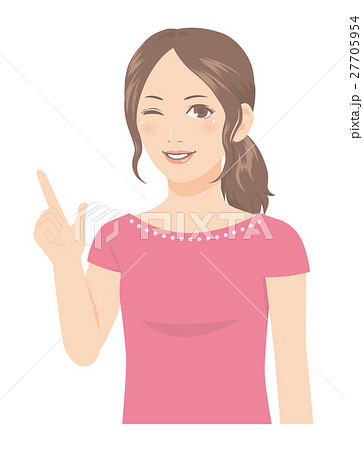 女性の表情 指差し ウインク 27705954