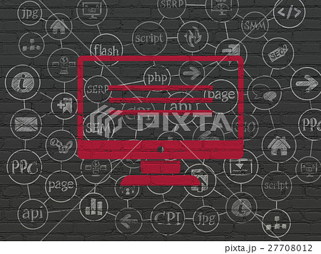 Web development concept: Monitor on wall 27708012