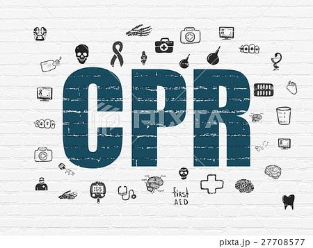 Health concept: CPR on wall background 27708577