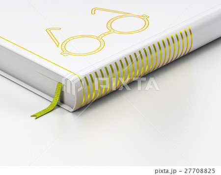Learning concept: closed book, Glasses on white 27708825