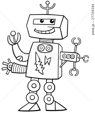 robot clipart black and white