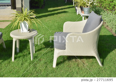 green garden with an outdoor furniture green garden with an outdoor furniture 27711695