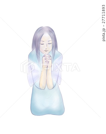祈る ひざまずく 女性のイラスト素材
