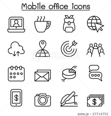 Mobile office icon set in thin line style 27714752