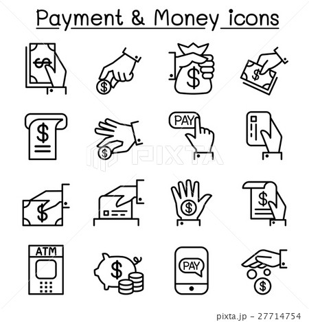 Payment & money icon set in thin line style 27714754