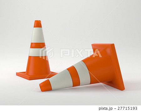 orange construction cone on white 3D illustration 27715193