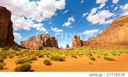 Scenic sandstones, cloudy sky at Monument Valley 27716518
