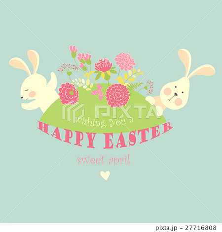 Easter bunnies with flowers Easter bunnies with flowers 27716808
