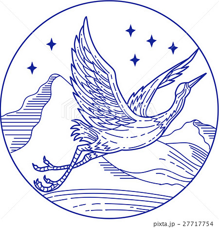 Great Blue Heron Flying Circle Mono Line Great Blue Heron Flying Circle Mono Line 27717754