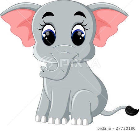 Cute elephant cartoon sitting 27720180