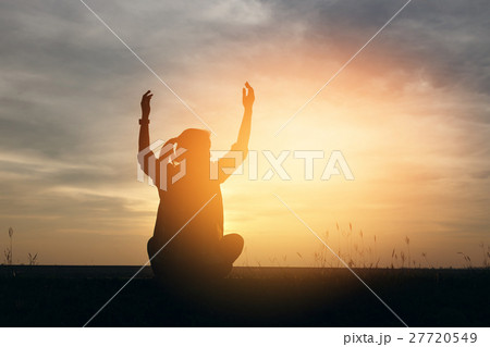 Silhouette woman lifestyle relax at sunset Silhouette woman lifestyle relax at sunset 27720549