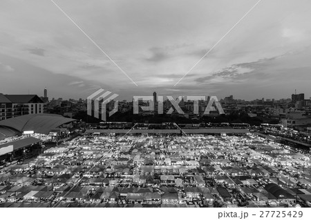 Black and White, aerial view city night market 27725429