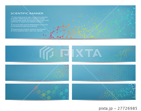 Set of modern scientific banners. Molecule 27726985