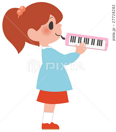 ピアニカを演奏する女の子のイラスト素材 2772
