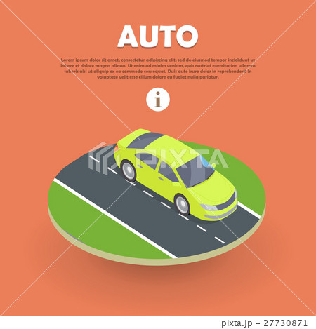 Auto on Road Web Banner. Electric Car Icon Object 27730871
