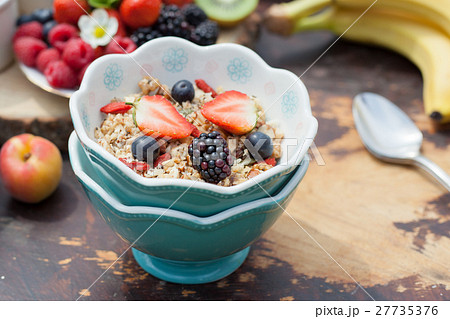 Paleo style breakfast served in the garden Paleo style breakfast served in the garden 27735376