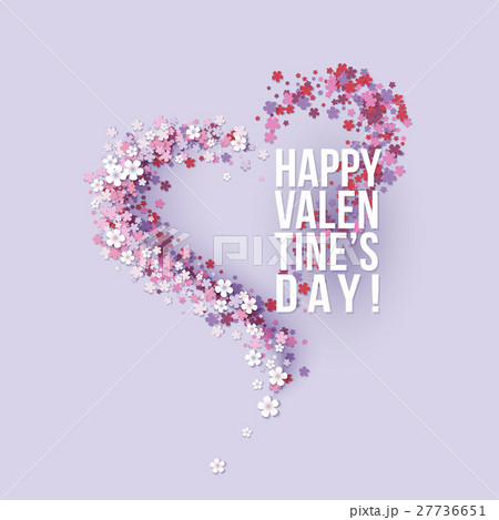 Valentines Day card with pink flowers heart shaped Valentines Day card with pink flowers heart shaped 27736651