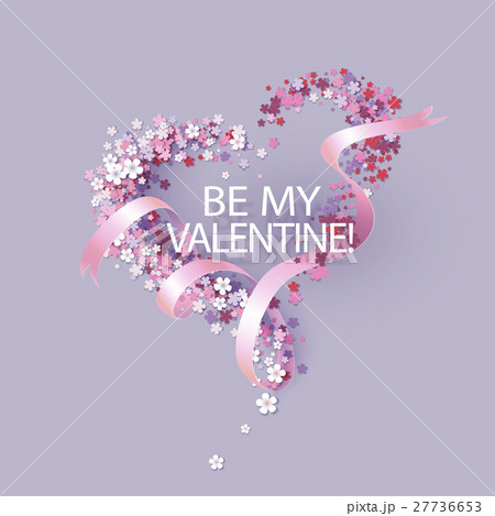 Valentines Day card with pink flowers heart shaped Valentines Day card with pink flowers heart shaped 27736653