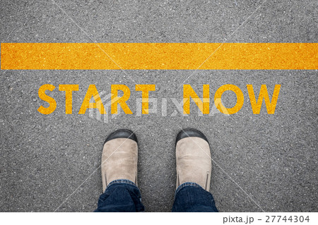 Brown shoes standing at START NOW line 27744304