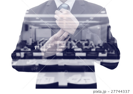 Double exposure businessman and conference room Double exposure businessman and conference room 27744337