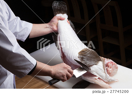 クエをさばく板前さん 27745200
