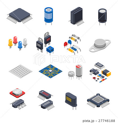 Semiconductor Components Icon Setのイラスト素材