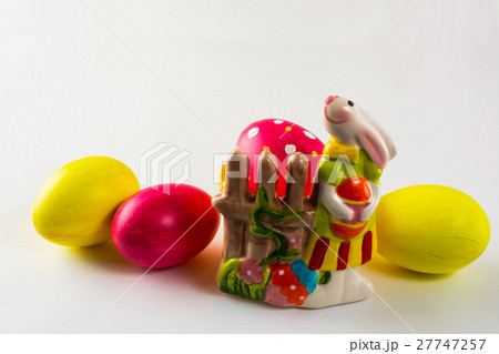 Easter Bunny and colored Easter eggs Easter Bunny and colored Easter eggs 27747257
