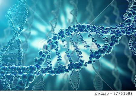 Concept of biochemistry with dna structure on blue Concept of biochemistry with dna structure on blue 27751693