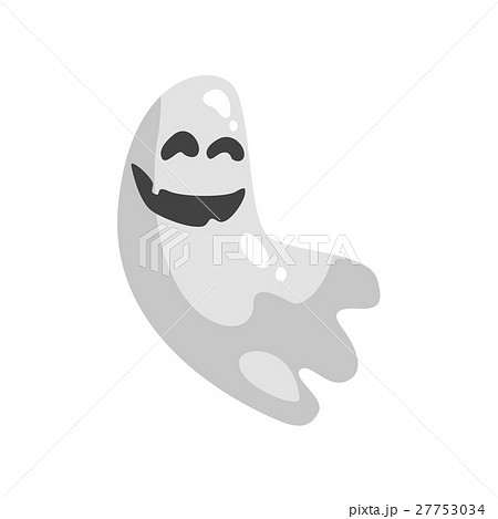 White Ghost In Childish Cartoon Manner Isolated On White Ghost In Childish Cartoon Manner Isolated On 27753034