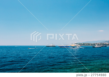 Modern Yacht in Bay In Sunny Summer Day. Vacation 27754980