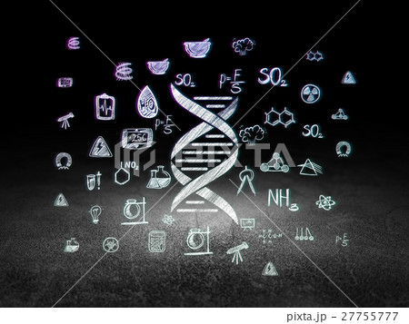 Science concept: DNA in grunge dark room 27755777