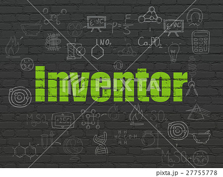 Science concept: Inventor on wall background Science concept: Inventor on wall background 27755778